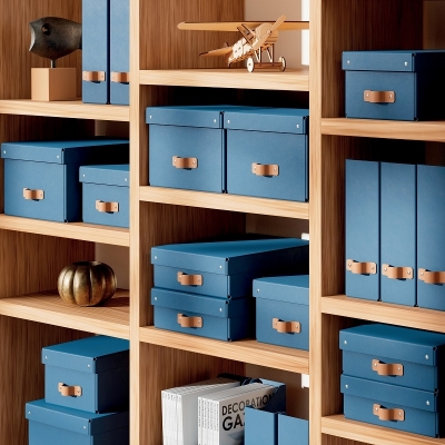 Set 2 bucati cutie de depozitare cu capac Leitz Puro, medie 17L, albastru